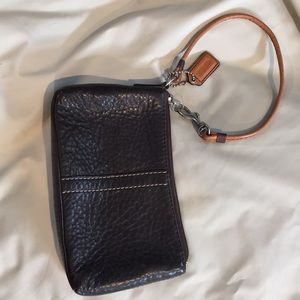 Coach brown leather wristlet